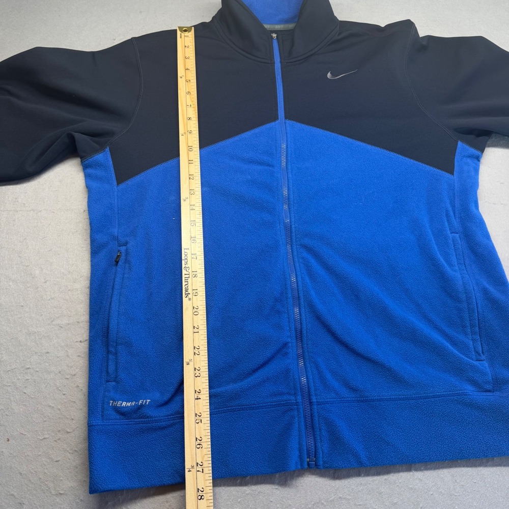 Nike Jacket Mens Large Blue Black Therma-FIT Full Zip Colorblock Athletic Fleece - Picture 5 of 10